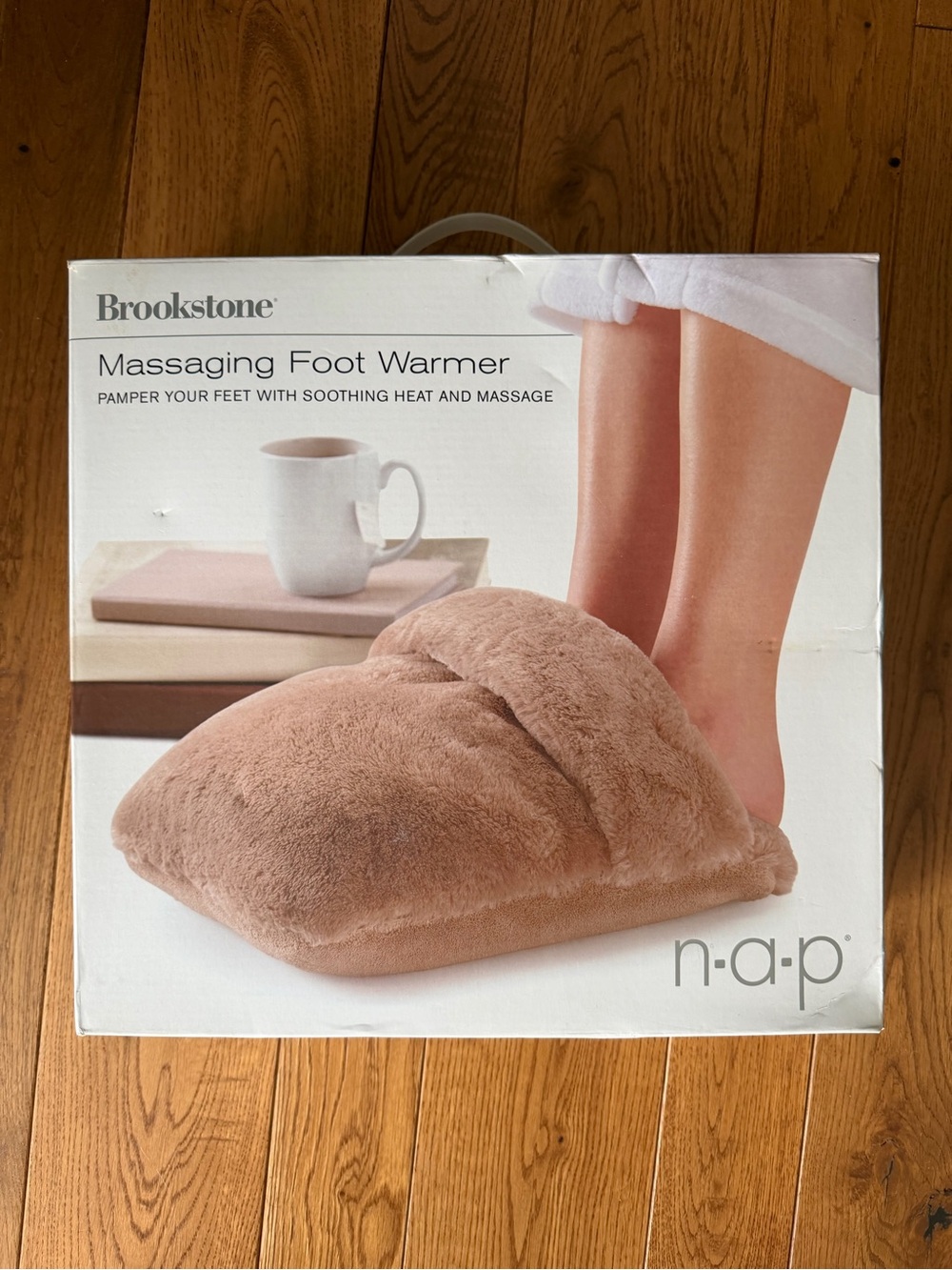 Brookstone Faux Fur Massaging Foot Warmer - Light Brown